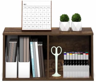 Furinno LUDER Book Shelf, 2-Cube Bookshelf, Bookcase, Amber Pine