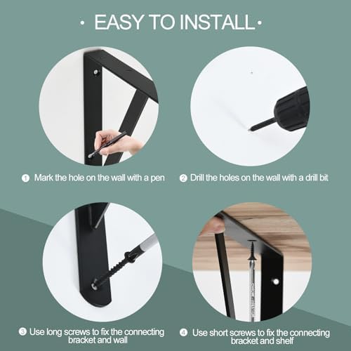 20 Pack L24 x H 12" Black Heavy Duty Shelf Brackets with Screws Metal Shelf Brackets Shelf Support Angle Brackets for Sh