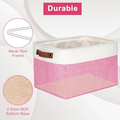 Bagnizer Storage Bins Large Fabric Storage Baskets for Shelves 3 Pack, Decorative Linen Closet Baskets with Handles for 