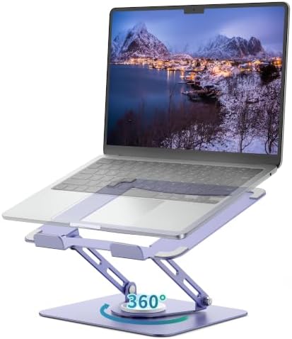 ALASHI Laptop Stand for Desk with 360° Rotating Base, Multi-Angle Adjustable Laptop Stands, Foldable Laptop Riser Compat