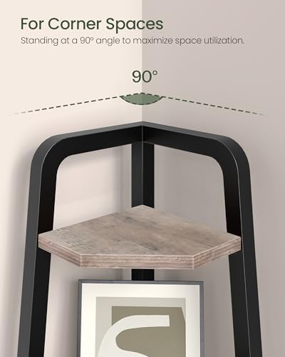CHOEZON Corner Shelf, 5-Tier Ladder Corner Shelf, Ladder Bookshelf, 59.6" Tall Vertical Display Stand, Metal Frame Books