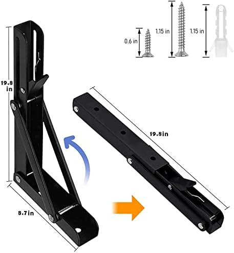 Folding Shelf Brackets - 20 Inch 4 Pcs Heavy Duty Metal Collapsible Shelf Bracket, DIY Wall Mounted Shelf Bracket, Space