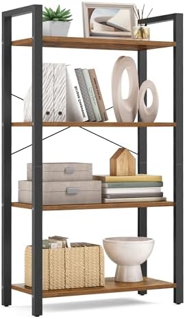 VASAGLE 4-Tier Bookshelf, Bookcase with Shelves, Storage Shelf, Living Room