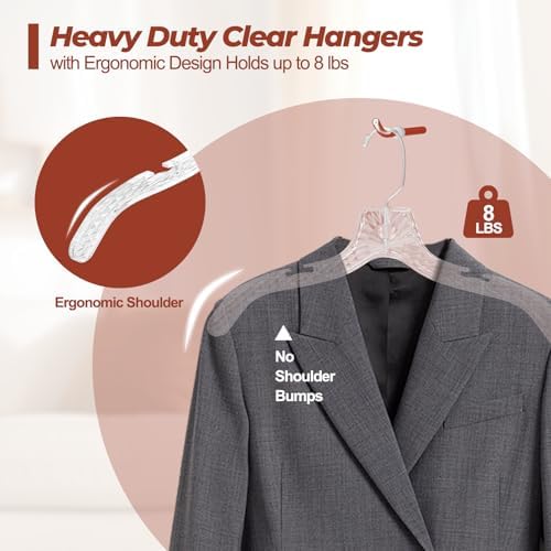Clear Crystal Plastic Hangers 25 Pack, Heavy Duty Clothes Hangers