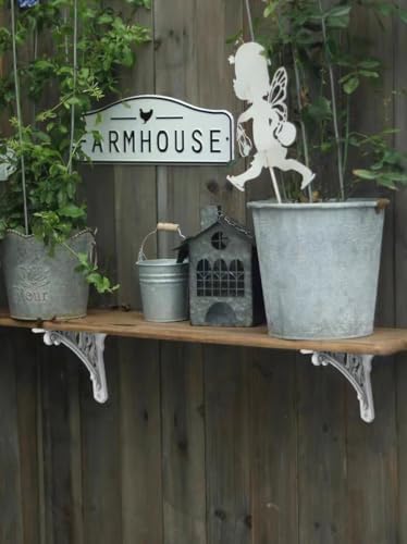 Decorative Shelf Bracket 10 inch, White Brackets for Shelving, Heavy Duty Vintage, DIY Projects, Hardware Included, 4 Pa