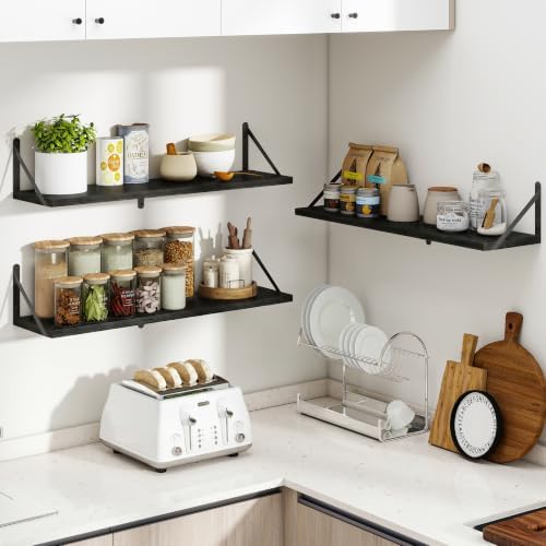 Heimlove Floating Book Shelves for Wall,31.5Inches Long Wall Mounted Bookshelves,Heavy Duty Bracket Shelves for Living R