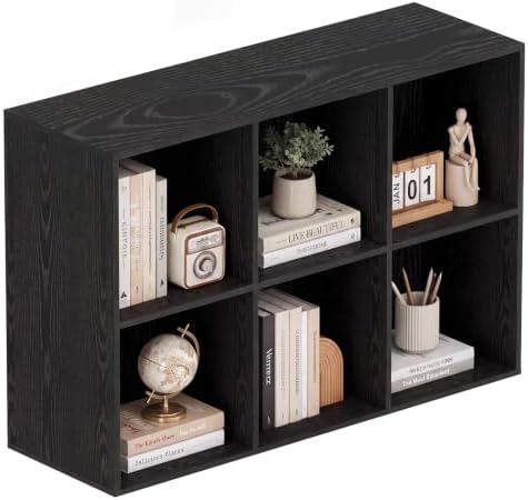Book Shelf, Wooden Cube Storage Organizer with 11" Open Cubes, Stackable Modular Bookcase for Room Divider Storage, 2 Ti