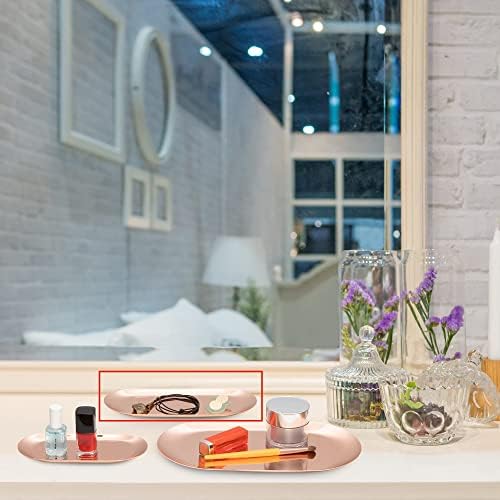 Rose Gold Stainless Steel Tray Set of 3, 9 Inch Medium Vanity