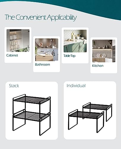 Shantton Cabinet Shelf Organizer, Pantry Shelf Rack, Black 13.1x10.6x7.3
