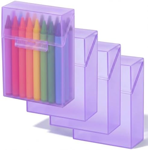 Clabby 4 Pcs Clear Plastic Crayon Boxes Hold 24 Count, Purple
