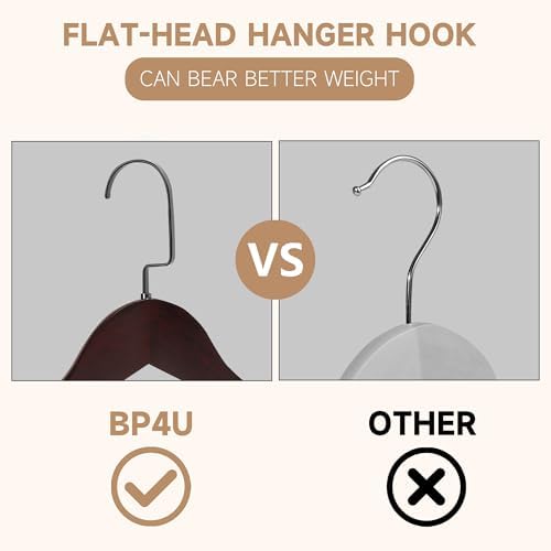 Wide Shoulder Wooden Hangers with Locking Bar, Dark Cherry, 2-Pack