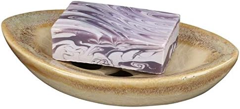 Ceramic Soap Dish with Self Draining Tray for Bar Soap, Bathroom, Kitchen (Ivory No.3)