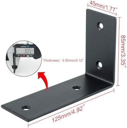 Alise 4Pcs Black Heavy-Duty L-Shaped Floating Shelf Wall Brackets