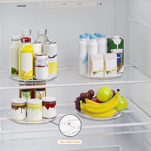 4 Pack 9 Inch Clear Lazy Susan Turntable Organizer, Non-Skid Rotating Tray for Cabinet, Kitchen Pantry Organization and 