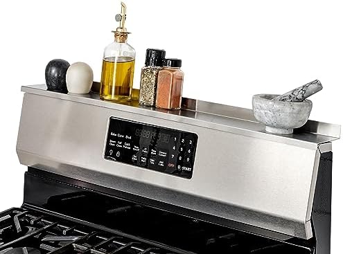StoveShelf 20" Apartment Length Stainless Steel Finish Magnetic Shelf for Kitchen Stove - Kitchen Storage Solution with 