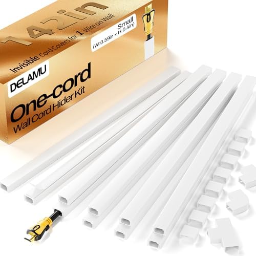 Delamu Cord Hider, 142in Cord Covers for Wires on Wall, One-Cord Cable Hider, Self-Adhesive Wire Hiders Wire Covers for 