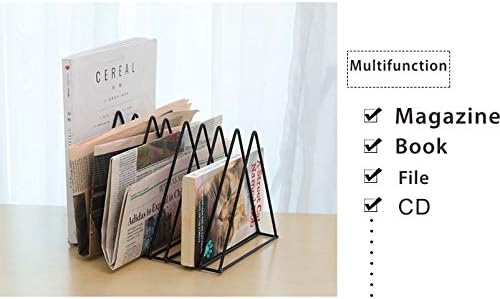 Black Metal Vinyl Record Holder,Vertical Record Player Holder,File Organizer for Desk,Desktop File Sorters,Paper Organizer and Record Holder Stand,Triangle Upright 9 Lattice Vinyl Rack Stand,1Pack
