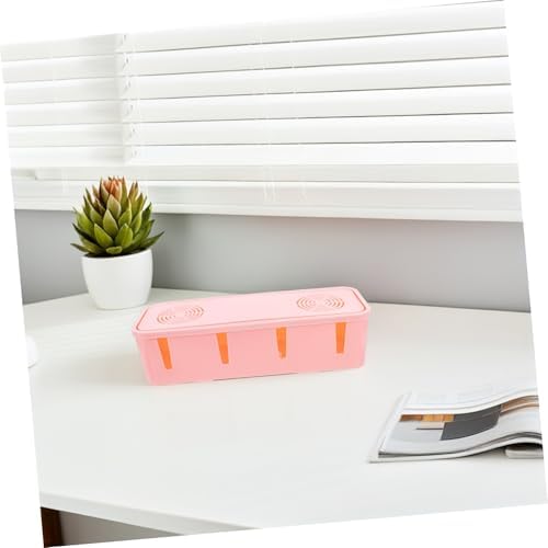 Pink Plug Storage Box for Power Strip, ABS Plastic Cord Organizer