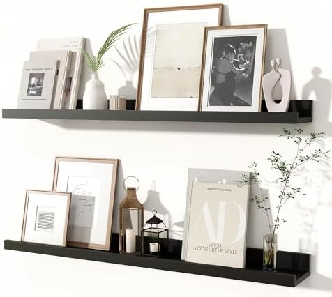 Fun Memories Picture Ledge Shelf, 32 Inch Floating Shelves Set of 2, Nursery Book Shelves for Kids, Wall Mounted Bookshe