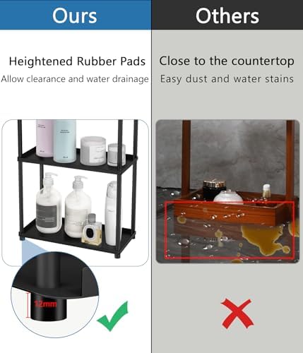 VOTZAAQ 3 Tier Bathroom Organizer Countertop, Stainless Steel Perfume Tray and Vanity Countertop Shelf, Makeup Skin Care