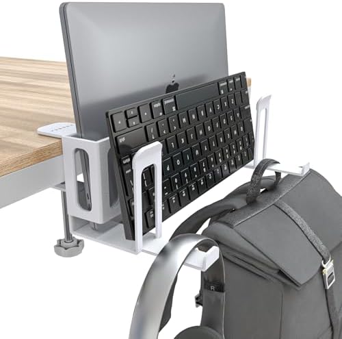 NODOCA 2-Slot Laptop Storage for Desk, Vertical Laptop Stand for Desk, MacBook Vertical Stand, with Headphone Holder, De