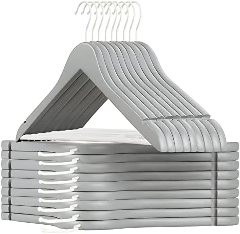 TOPIA HANGER Wooden Hangers 16 Pack Grey/White Heavy Duty Coat Hangers