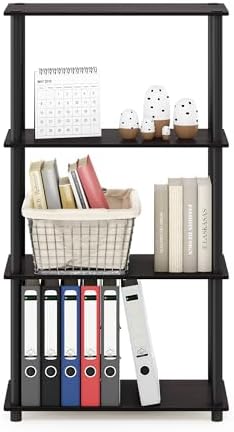 Furinno Turn-N-Tube Toolless 4-Tier Storage Shelves, Walnut