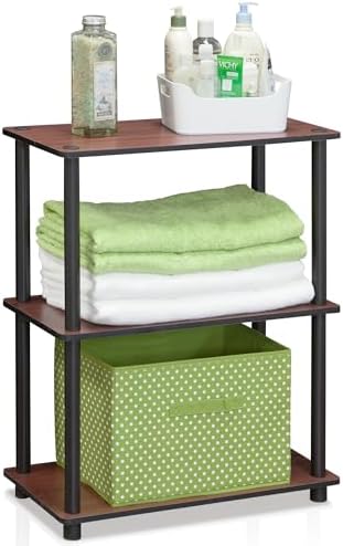 Furinno TURN-N-TUBE Storage Shelves, 3-Tier Book Shelf, Corner Shelf, Toolless Open Shelves, for Organization and Storag