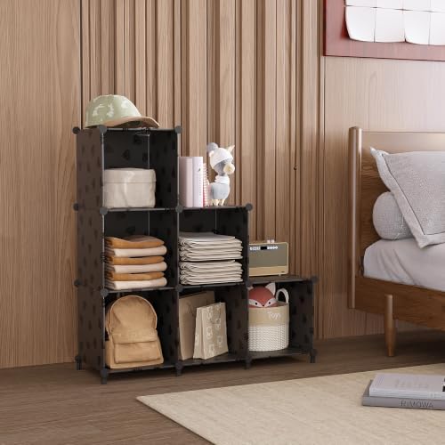 UNKU 6 Cube Storage Organizer, Closet Organizer Storage Shelves, Black