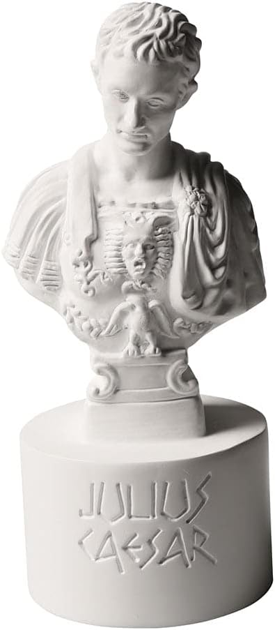 WHAT ON EARTH Julius Caesar Pencil Holder Stab Back Ides of March Pencil Holder for Desk, Roman Bust Statue with Back Stabbed Holes