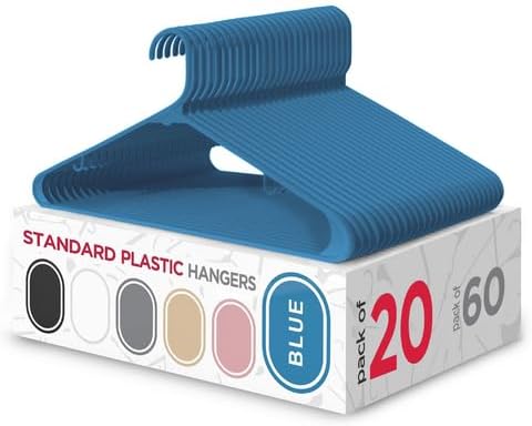 Sharpty Plastic Hangers Clothes Hangers for Clothing, Closet, Coats & Shirts - Durable & Space Saving - for Everyday Standard Use, Room Essentials & Basics - 20 Pack - Blue