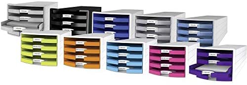 Han Impuls Drawer Box DIN A4/C4 4 Open Drawers White/Trend Colour Purple