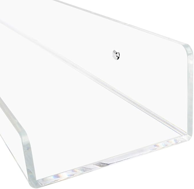 Weiai Clear Acrylic Shelves 15" Invisible Floating Wall Mount Display Bookshelf