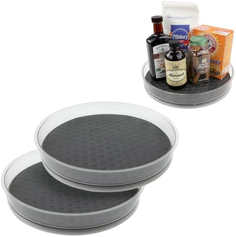 Spectrum Medium Lazy Susan Organizers 9.5 in Pack of 2 for Cabinet Pantry Table Rotating Kitchen Storage Spice Rack Frid