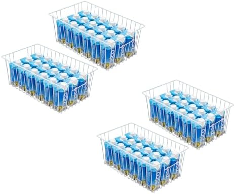 16" Upright Freezer Organizer Baskets, Wire Storage Bins Large Bakset for Freezer, Pantry, Kitchen, Bathroom Organizing,