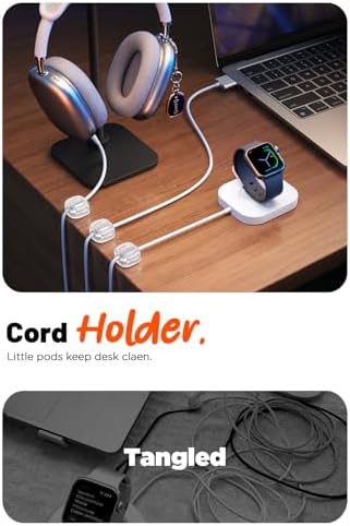 Cable Clips,8 Pack Cord Holder Cord Organizer [1s Lock & Strongest Adhesive] Spring Cord Clips Phone Charger Wire Desk C