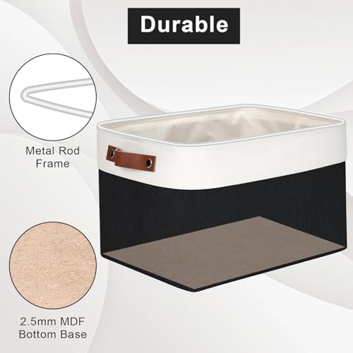 Bagnizer Storage Bins Large Fabric Storage Baskets for Shelves 3 Pack, Decorative Linen Closet Baskets with Handles for 