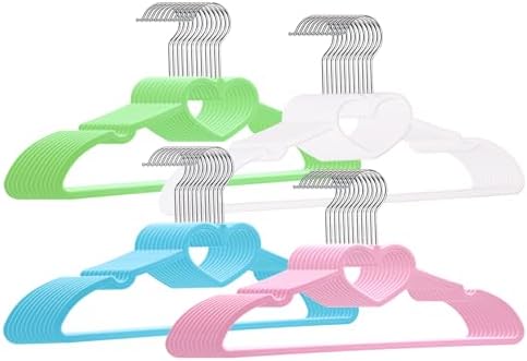 Plastic Hangers 20 Pack-Rainbow Clothes Hangers Ultra Thin Space Saving， Heart Hangers with 360 Degree Swivel Hook - Strong and Durable Adult Coat Hangers for Dress, Shirts, Coats