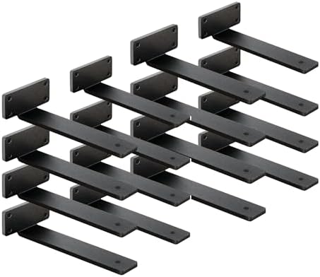 16 Pack Shelf Brackets 12 Inch Floating Shelf Bracket 1/5 inch Thick Heavy Duty Hidden Shelf Brackets Iron Metal Bracket