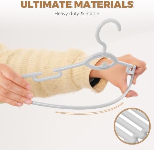 Heavy Duty Plastic Hangers 50 Pack, Stackable Space Saving, Grey