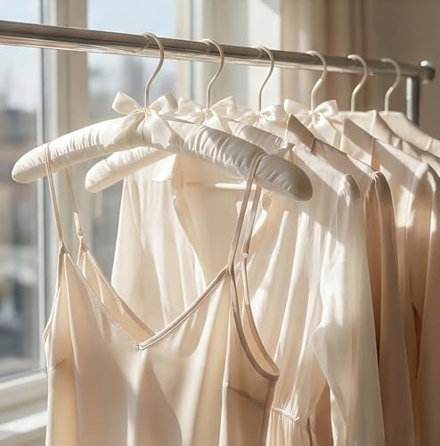 Tosnail 12 Pack Satin Padded Hangers, 15.8" Foam Padded Hangers with Swivel Hook, Crease and Wrinkle-Free Design for Clo