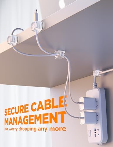 12Pack Cable Clips - Chfeila Latest Dual Spring Cord Organizer with Clasp Lock, [Max Stability] Desk Cable Management, A