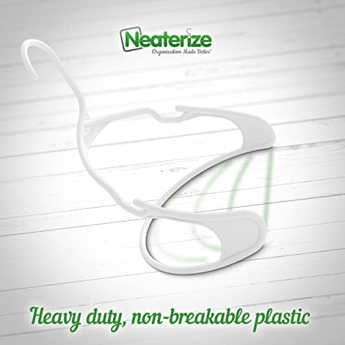 NEATERIZE Plastic Clothes Hangers-Durable Coat and Clothes Hangers-Vibrant Color Hangers-Lightweight Space Saving Laundry Hangers-20, 40, 60 Available (20 Pack - White)
