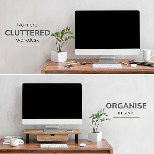 Anji Mountain Monitor Stand for Desk - Desktop Organizer & Laptop Riser, Ergonomic Monitor Riser, Space-Saving, Durable,