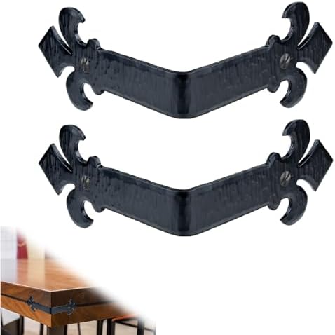 2 Pack - 6" Metal Corner Bracket for Furniture - Black - Handmade Decorative Corner Braces - Rustic Metal Corner Bracket