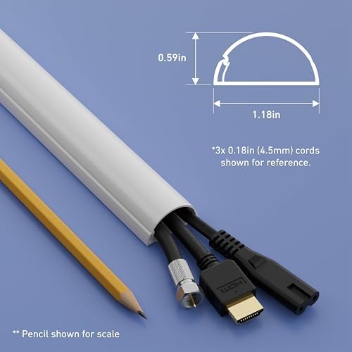D-Line Cable Raceway On-Wall Cord Cover | 1D3015W | Surface Mount Electrical Channel to Hide and Conceal Cords, Cables, 