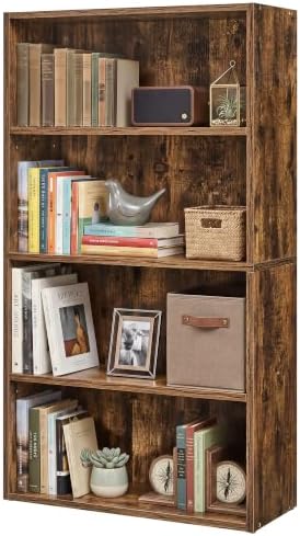 SONGMICS HOME 4-Tier Bookshelf, Narrow Shelving Unit