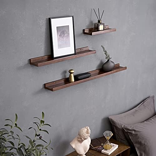 12x4-Inch Walnut Solid Oak Wood Floating Shelf for Wall Decor