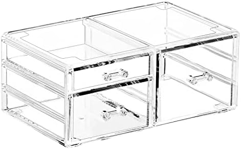 Cq acrylic Stackable Make Up Organizing With 3 Drawers,Clear Drawer Organizer for Vanity Counter, Plastic Makeup Storage