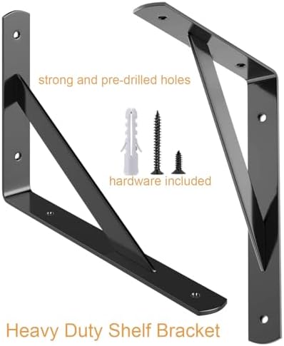 12 Inch Shelf Brackets Heavy Duty Shelf Bracket 12 x 8 Inch Metal Shelf Bracket Triangular Shelf Supports with Hardware 